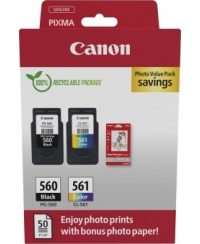 Canon CRG PG-560/CL-561 + Photo Paper Value Pack (3713C008) Rašalinių kasečių komplektas, BK/CMY