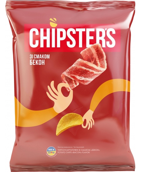 Bulvių traškučiai CHIPSTER'S, šoninės skonio, 120 g