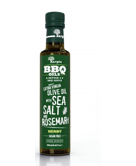 Alyvuogių aliejus KARPEA, BBQ, extra virgin, su jūros druska, rozmarinais, 250 ml