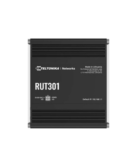 Ethernet Router | RUT301 | No Wi-Fi | 10/100 Mbit/s | Ethernet LAN (RJ-45) ports 5 | Mesh Support No | MU-MiMO No | No mobile br