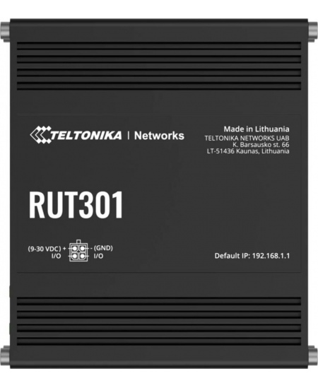 Ethernet Router | RUT301 | No Wi-Fi | 10/100 Mbit/s | Ethernet LAN (RJ-45) ports 5 | Mesh Support No | MU-MiMO No | No mobile br