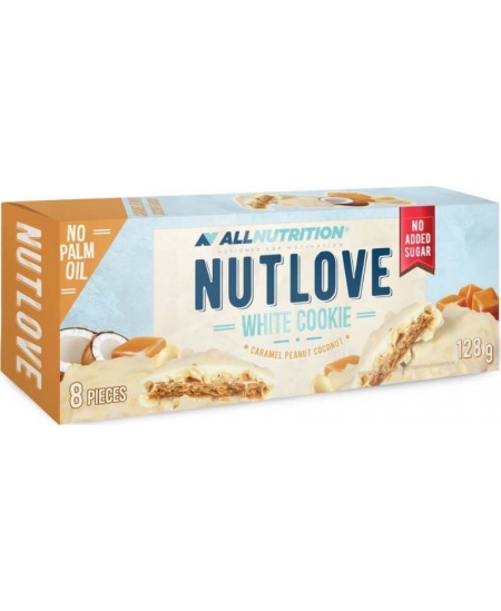 Kokosiniai sausainiai NUT LOVE su karamele ir žemės riešutais, aplieti pieniniu glaistu,  128 g