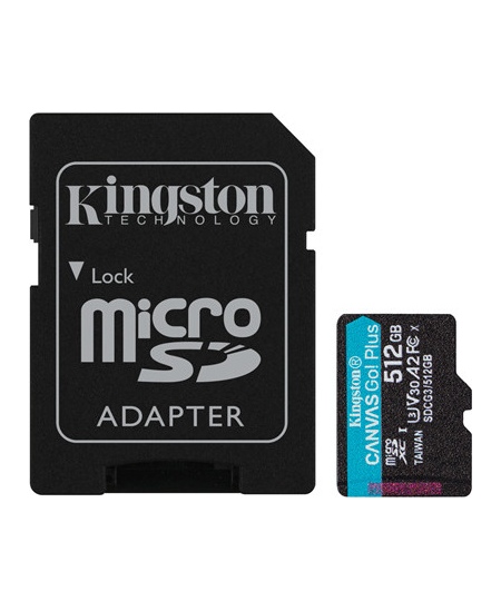 Kingston microSD Memory Card Canvas Go! Plus 512 GB, microSDHC/SDXC, Flash memory class 10