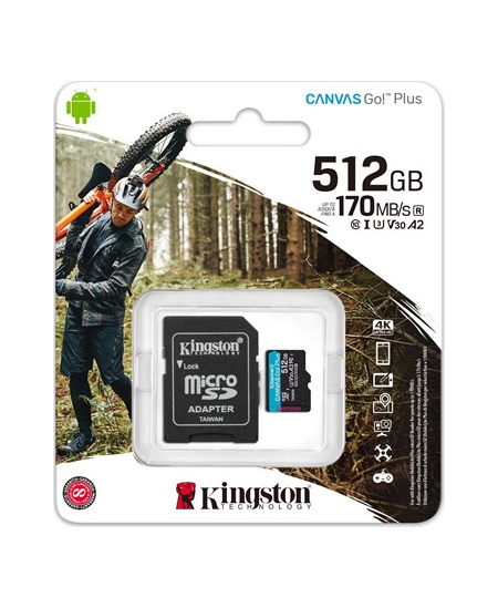 Kingston microSD Memory Card Canvas Go! Plus 512 GB, microSDHC/SDXC, Flash memory class 10