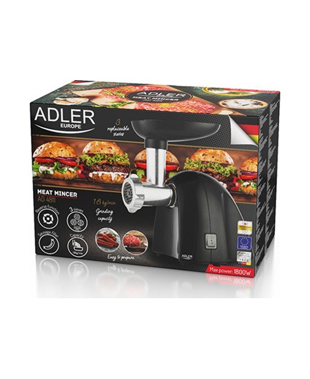Adler Meat mincer AD 4811 Black, 600 W, Number of speeds 1, Throughput (kg/min) 1.8