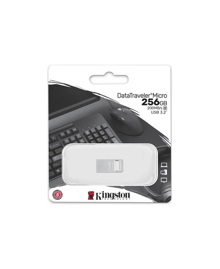Kingston | USB 3.2 Flash Drive | DataTraveler micro | 256 GB | USB 3.2 | Silver