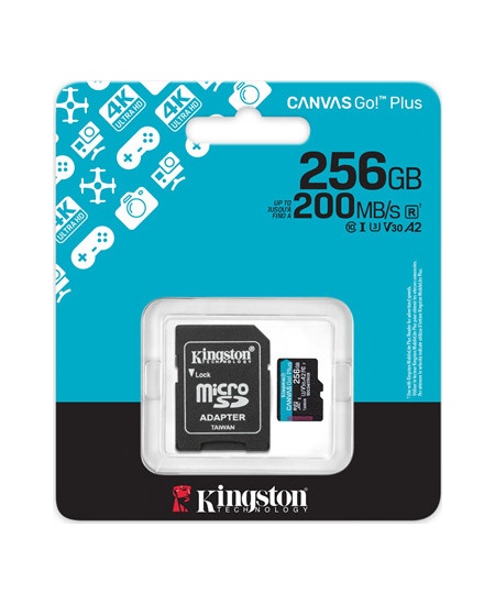 Kingston | Canvas Go! Plus | 256 GB | microSD | Flash memory class Class 10, UHS-I, U3, V30, A2