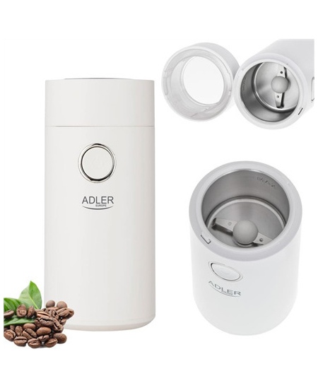 Adler | Coffee grinder | AD4446wg | 150 W | Coffee beans capacity 75 g | Lid safety switch | White
