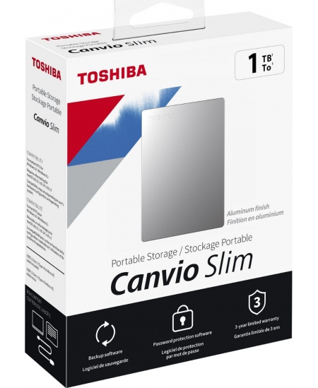 Canvio Slim | HDTD310ES3DA | 1000 GB | 2.5 " | USB 3.2 Gen1 | Silver