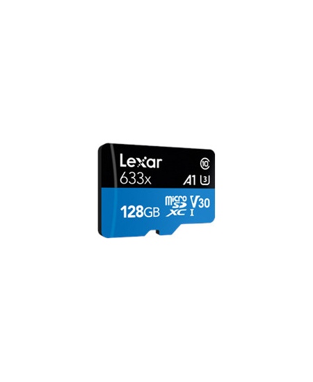 Lexar High-Performance 633x UHS-I micro SDXC, 128 GB, Class 10, U3, V30, A1, 45 MB/s, 100 MB/s