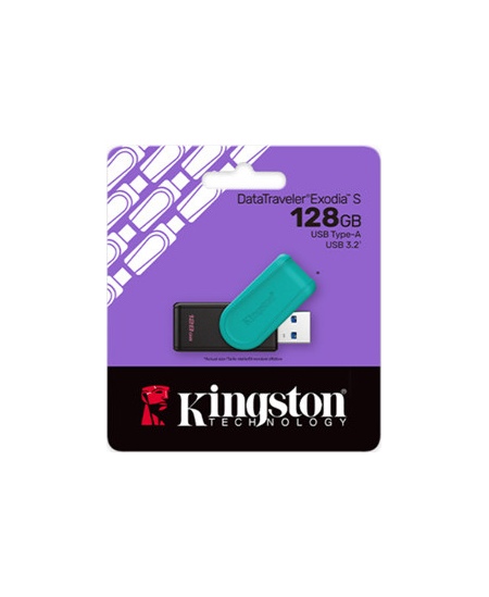 Kingston USB Flash Drive | DataTraveler Exodia S | 128 GB | USB 3.2 Gen 1 | Black/Turquoise