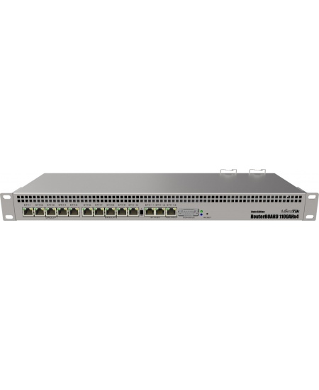 Mikrotik Wired Ethernet Router RB1100x4, 1U Rackmount, Quad core 1.4GHz CPU, 1 GB RAM, 128 MB, 13xGigabit LAN, 1xSerial console 