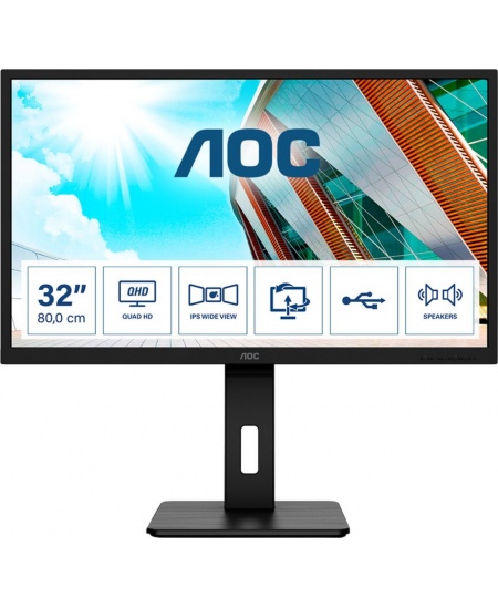 AOC | Monitor | Q32P2 | 31.5 " | IPS | WQHD | 16:9 | 75 Hz | 4 ms | 2560 x 1440 | 250 cd/m² | Headphone out (3.5mm) | HDMI