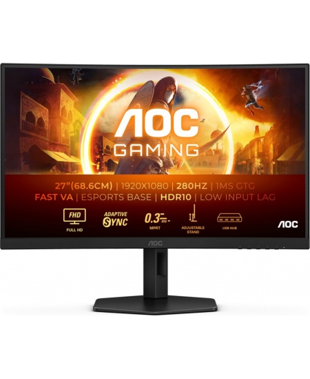 AOC C27G4ZXU | 27 " | VA | FHD | 16:9 | 280 Hz | 1 ms | 1920 x 1080 pixels | 300 cd/m² | HDMI ports quantity 2
