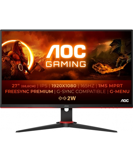 AOC | Gaming Monitor | 27G2SPAE/BK | 27 " | IPS | FHD | 16:9 | 165 Hz | 1 ms | 1920 x 1080 | 250 cd/m² | HDMI ports quanti