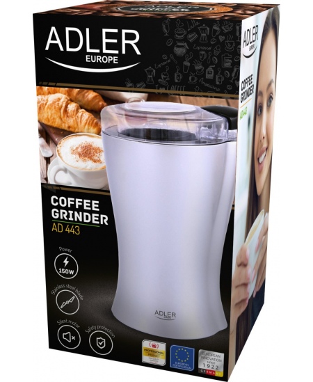 Coffee Grinder Adler AD 443 Stainless steel, 150 W, 70 g, Number of cups 8 pc(s),