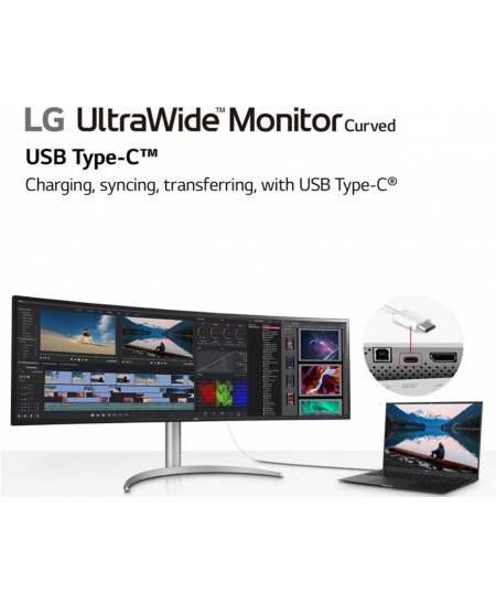 LG 49WQ95C-W 49“ UltraWide Curved LED Monitor 5120x1440/400cd/m2/5ms/ HDMI USB Type C Display Port | LG | Monitor | 49WQ95C-W 