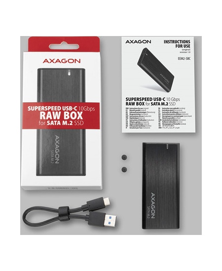 AXAGON External USB-C 3.2 Gen 2 metal box for M.2 SATA SSD disks | EEM2-SBC
