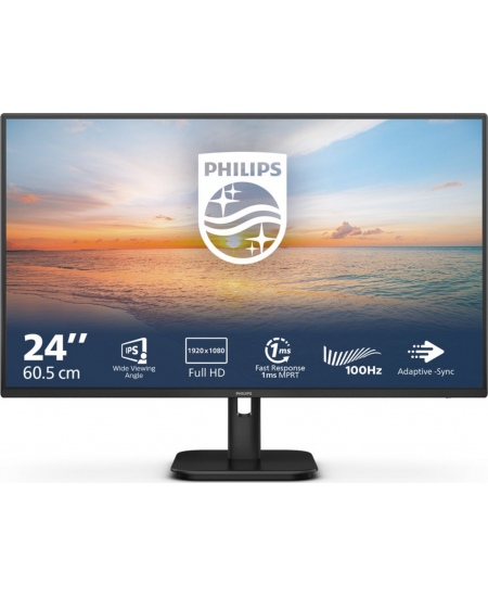 Philips | 24E1N1100A/00 | 24 " | IPS | 16:9 | 100 Hz | 1 ms | 1920 x 1080 pixels | 250 cd/m² | HDMI ports quantity 1 | Bla