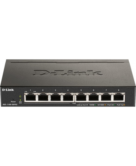 D-Link | 8-Port Gigabit PoE Smart Managed Switch | DGS-1100-08PV2 | Web managed | Desktop | Power supply type External