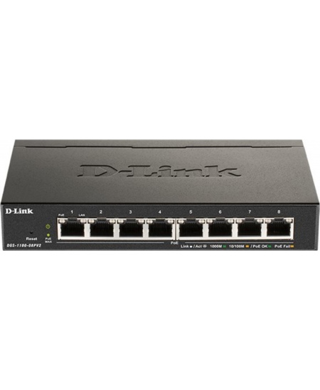 D-Link | 8-Port Gigabit PoE Smart Managed Switch | DGS-1100-08PV2 | Web managed | Desktop | Power supply type External