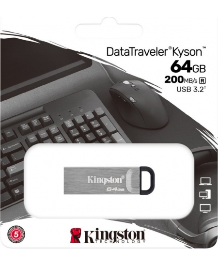 Kingston | USB Flash Drive | DataTraveler Kyson | 64 GB | USB 3.2 Gen 1 | Black/Grey