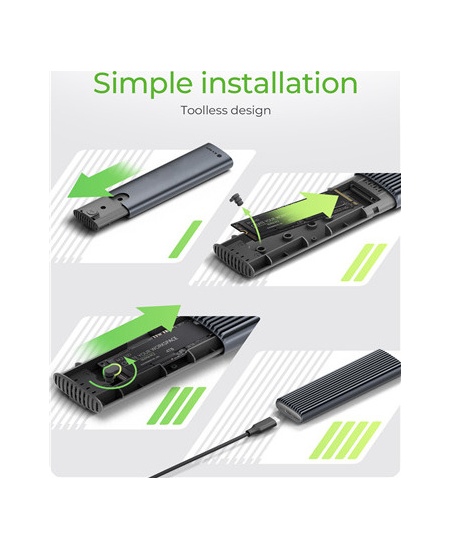 Raidsonic | M.2 NVMe and SATA SSD Enclosure via USB Type-C | IB-1808MCT-CU31