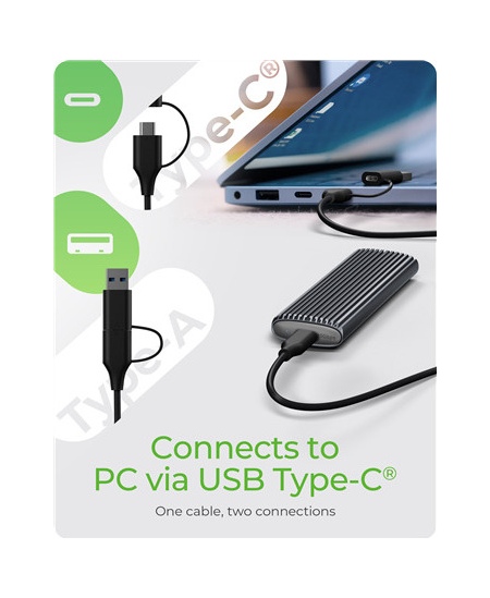 Raidsonic | M.2 NVMe and SATA SSD Enclosure via USB Type-C | IB-1808MCT-CU31