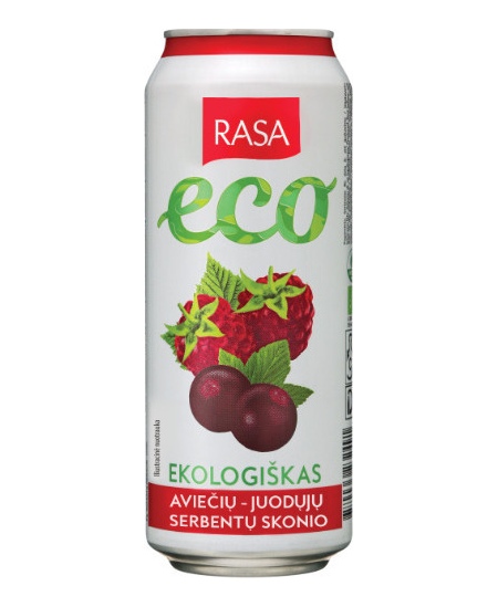 Ekologiškas gazuotas gėrimas RASA aviečių ir juodųjų serbentų skonio su sultimis, 0,5 l LT-EKO-001