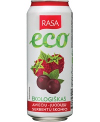 Ekologiškas gazuotas gėrimas RASA aviečių ir juodųjų serbentų skonio su sultimis, 0,5 l LT-EKO-001