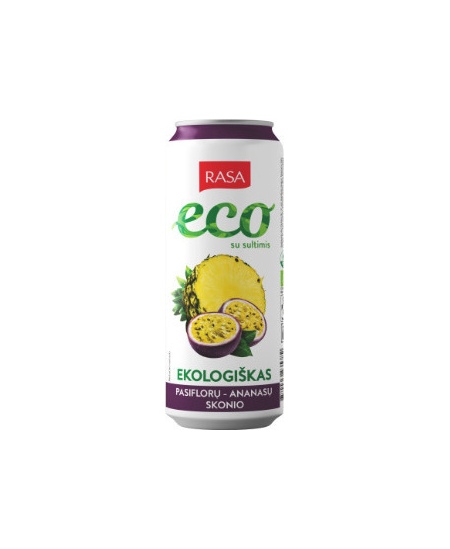 Ekologiškas gazuotas gėrimas RASA pasiflorų ir ananasų skonio su sultimis, 0,5 l LT-EKO-001