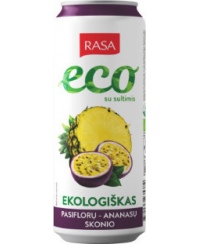 Ekologiškas gazuotas gėrimas RASA pasiflorų ir ananasų skonio su sultimis, 0,5 l LT-EKO-001