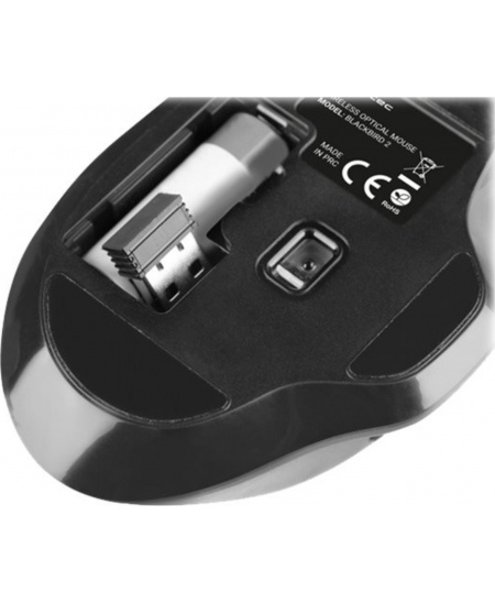 Natec Mouse, BlackBird 2, Silent, Wireless, 1600 DPI, Optical, Black