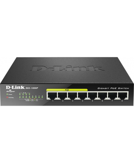 D-Link 8-Port Gigabit PoE Switch DGS-1008P Unmanaged, Desktop