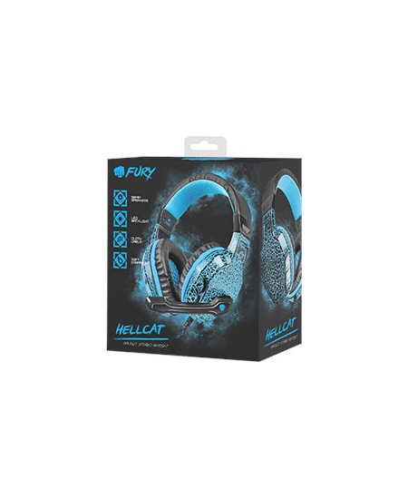Fury Gaming Headset, Wired, NFU-0863Hellcat, Black/Blue, Built-in microphone