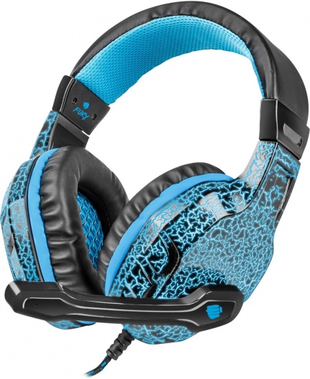 Fury Gaming Headset, Wired, NFU-0863Hellcat, Black/Blue, Built-in microphone