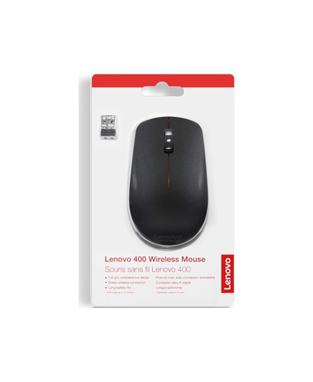 Lenovo | Wireless Mouse | 400 | Wireless mouse | Wireless | 2.4 GHz Wireless via Nano USB | Black | 1 year(s)