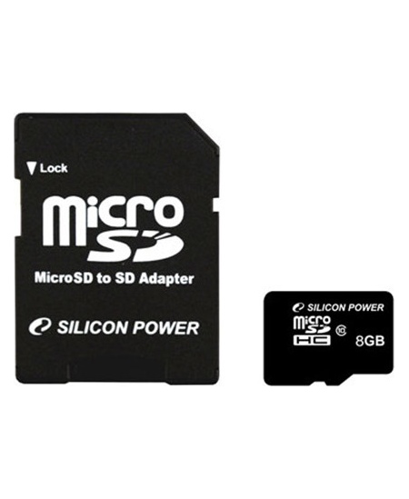 Silicon Power 8 GB, MicroSDHC, Flash memory class 10, SD adapter