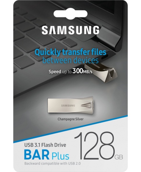 Samsung BAR Plus MUF-128BE3/APC 128 GB, USB 3.1, Silver