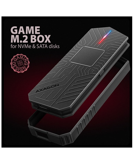AXAGON USB-C 10Gbps - M.2 NVMe and SATA SSD GAME M.2 box | EEM2-GAM