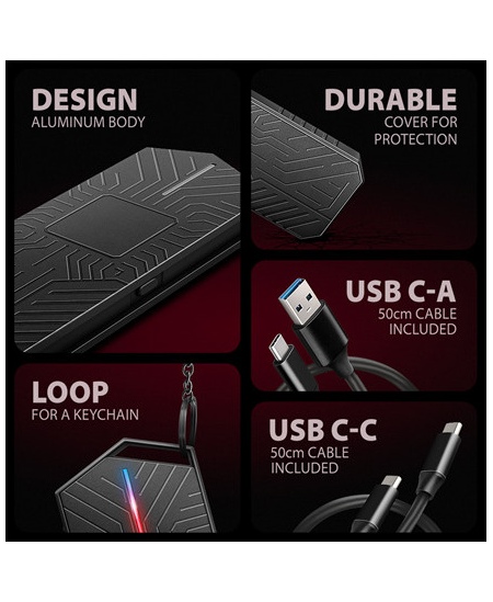 AXAGON USB-C 10Gbps - M.2 NVMe and SATA SSD GAME M.2 box | EEM2-GAM