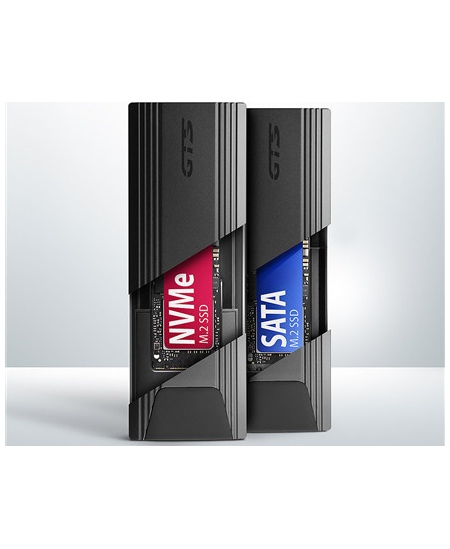 AXAGON USB-C 10Gbps - M.2 NVMe and SATA SSD THIN SCREWLESS box | EEM2-GTS2