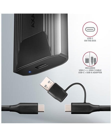 AXAGON USB-C 10Gbps - M.2 NVMe and SATA SSD THIN SCREWLESS box | EEM2-GTS2