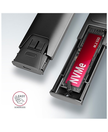 AXAGON USB-C 10Gbps - M.2 NVMe and SATA SSD THIN SCREWLESS box | EEM2-GTS2