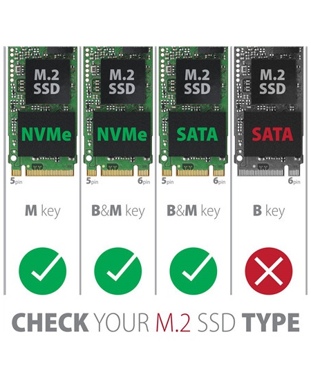AXAGON USB-C 10Gbps - M.2 NVMe and SATA SSD THIN SCREWLESS box | EEM2-GTS2