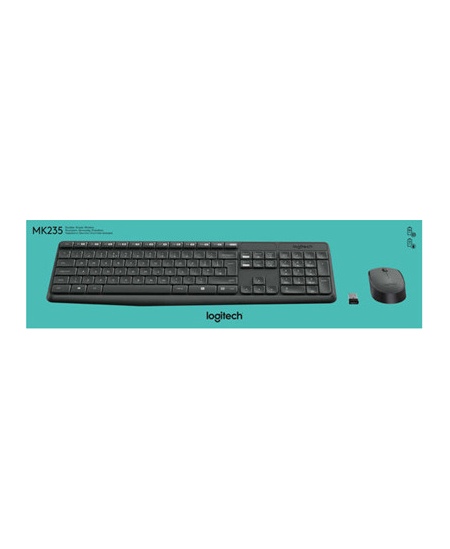 Logitech | MK235 | Keyboard and Mouse Set | Wireless | Mouse included | Batteries included | US | Black | 475 g