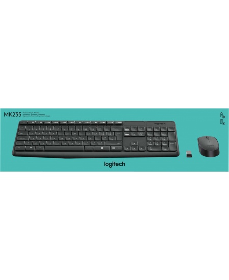 Logitech | MK235 | Keyboard and Mouse Set | Wireless | Mouse included | Batteries included | US | Black | 475 g