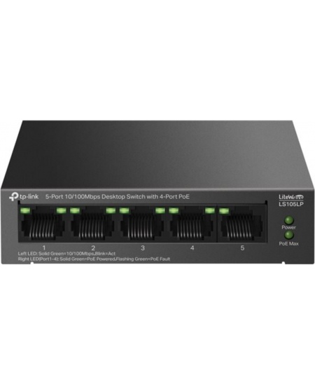 TP-LINK | 5-Port 10/100Mbps Switch with 4-Port PoE | LS105LP | Unmanaged | Desktop