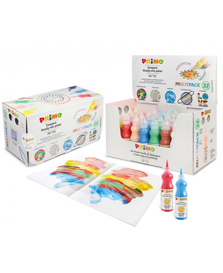 Guašas buteliukuose PRIMO, 8 spalvos po 50 ml, 32 vnt.