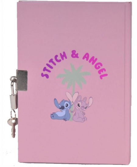 Užrašų knygutė linijomis su spynele PASO Disney Stitch, rožinė, A5, 96 lapai, 80 g